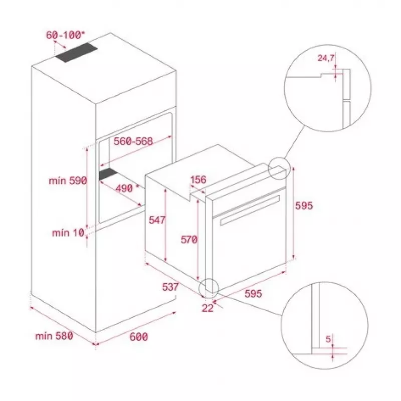 Forno multifunções de encastrar TEKA NEO HSB 6250 P FBK 2099 70L pirolítico A+