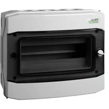 Quadro de superfície NOARK PHS 12T IP65 12 módulos 1 fila cinzento porta transparente