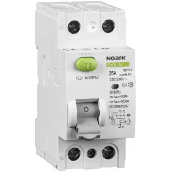 Interruptor diferencial NOARK Ex9L-N 2P 25A 30mA RCCB tipo AC 6kA