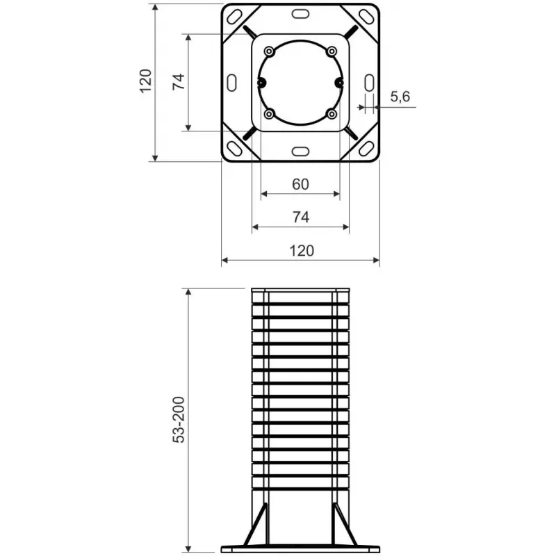 Caixa de instalação elétrica KOPOS KEZ_KB para fachadas com isolamento térmico, 120x120mm, cinzento/laranja