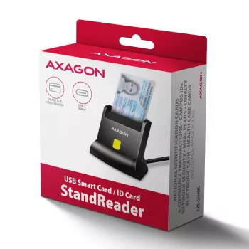 Leitor de cartão inteligente AXAGON CRE-SM4NC USB-C com suporte - preto