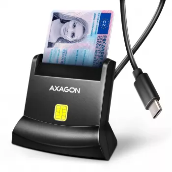 Leitor de cartão inteligente AXAGON CRE-SM4NC USB-C com suporte - preto