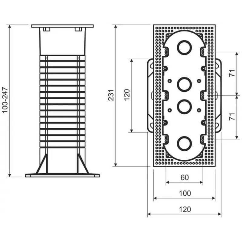 Caixa de instalação tripla KOPOS KEZ-3_KB para sistemas de isolamento térmico pelo exterior, laranja