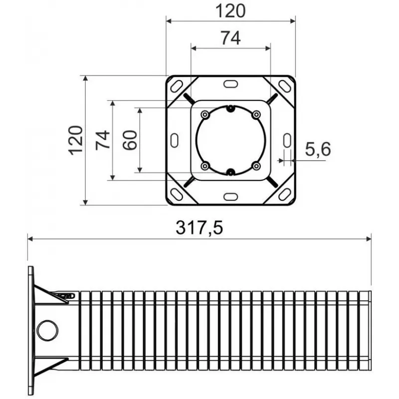 Caixa de derivação encastrada KOPOS KEZ-300_KB para sistemas de isolamento térmico pelo exterior (ETICS) - laranja, 300 mm de espessura de isolamento