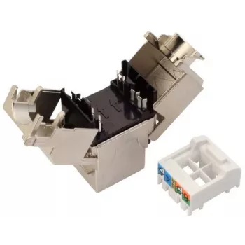 Tomada Keystone RJ45 Cat.6A STP Solarix sem ferramentas preta SXKJ-10G-STP-BK-SA