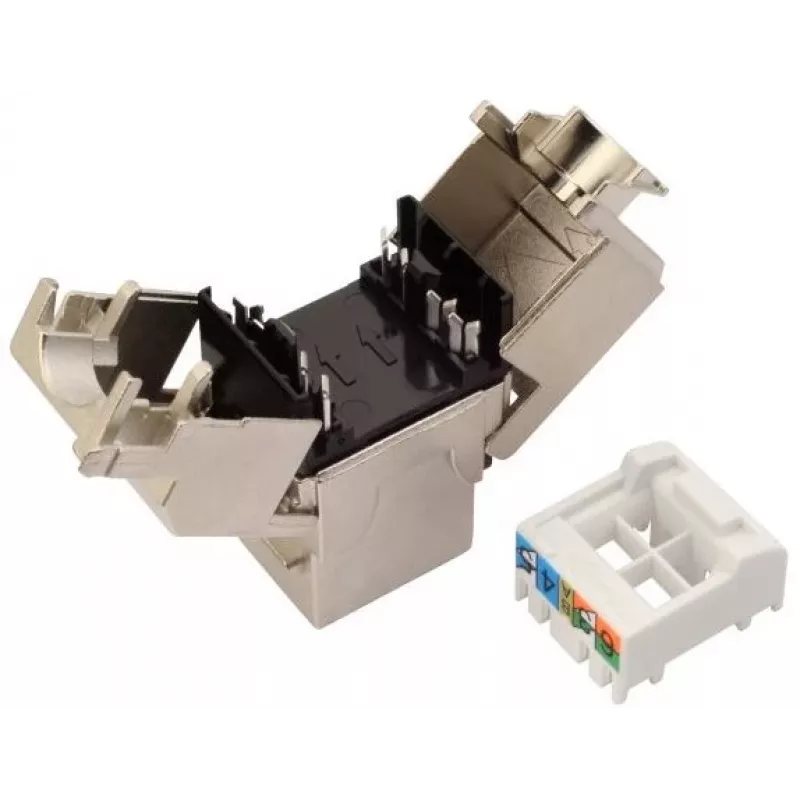 Tomada Keystone RJ45 Cat.6A STP Solarix sem ferramentas preta SXKJ-10G-STP-BK-SA
