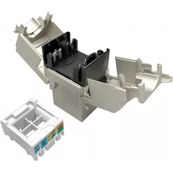 Tomada Keystone RJ45 Cat.6A STP Solarix sem ferramentas SXKJ-10G-STP-RAL-SA