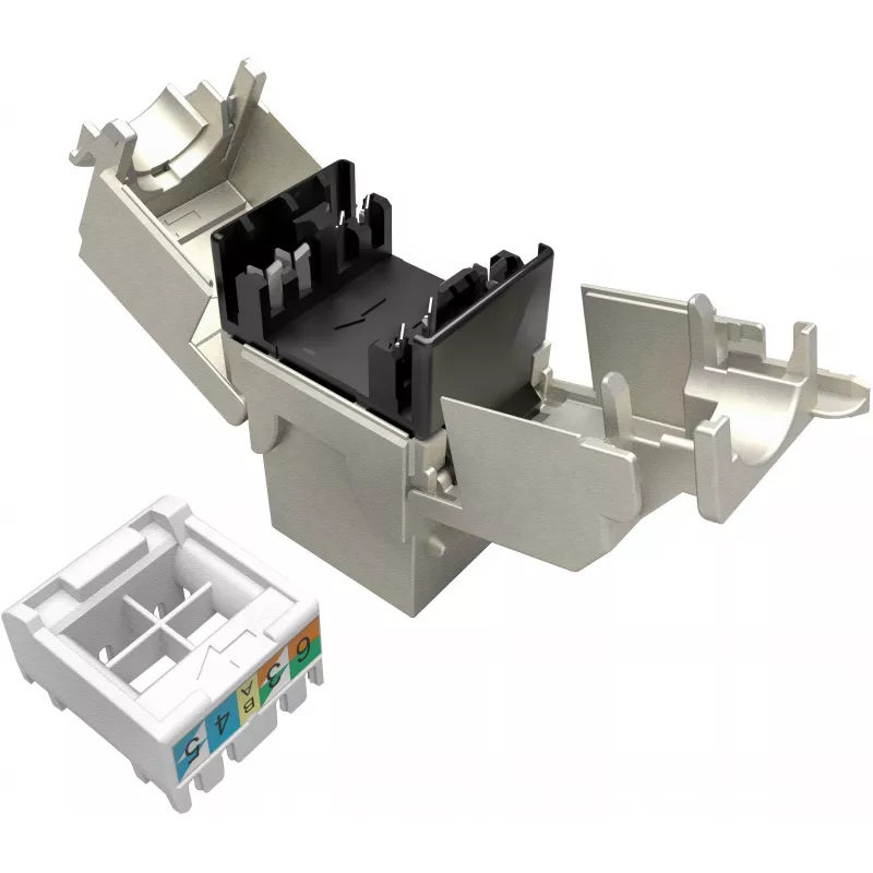 Tomada Keystone RJ45 Cat.6A STP Solarix sem ferramentas SXKJ-10G-STP-RAL-SA