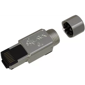 Conector RJ45 Industrial Cat.6A STP Solarix sem ferramentas, 1 unid., preto/prateado