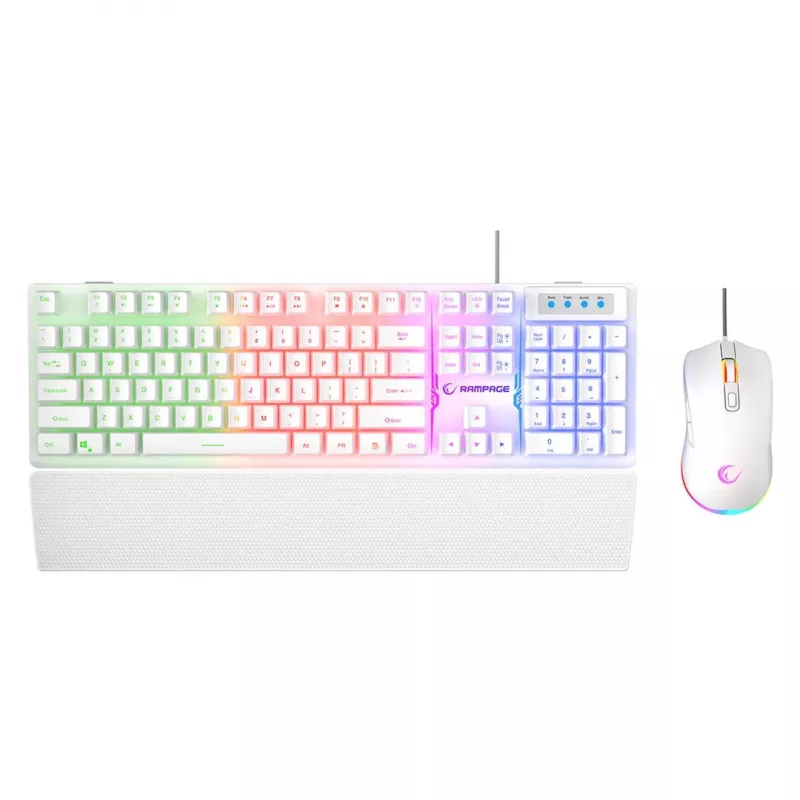 Conjunto de teclado e rato com fios Rampage Fortuna branco