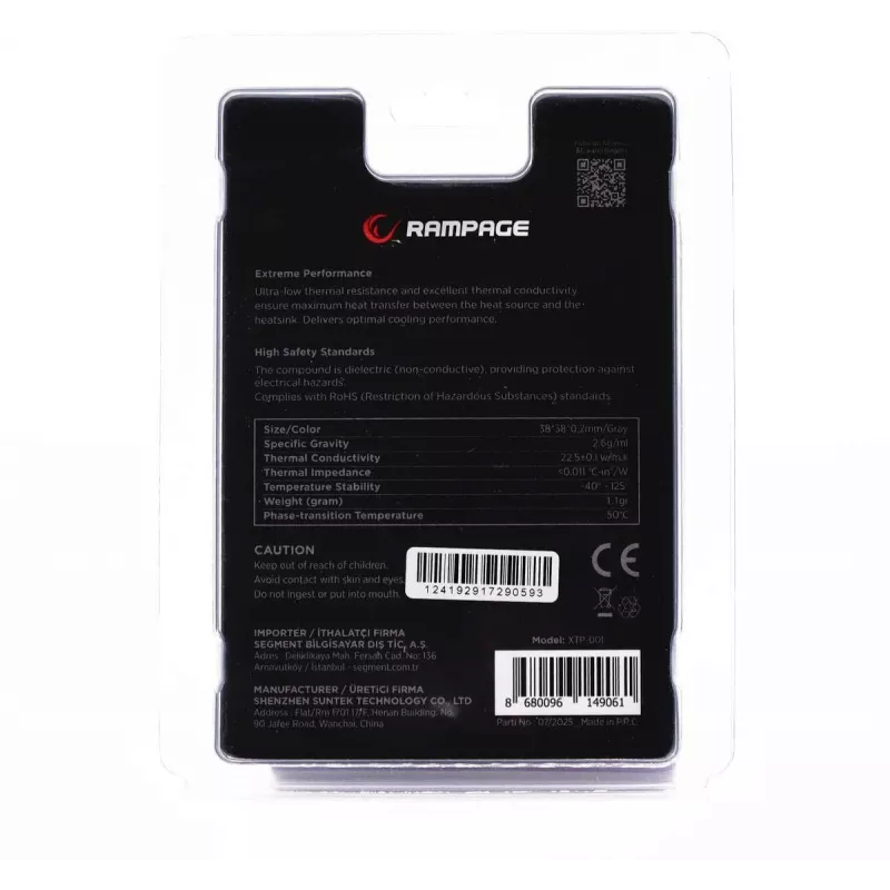 Pad térmico Rampage Termopad XTP-001 38×38×0,2 mm PTM
