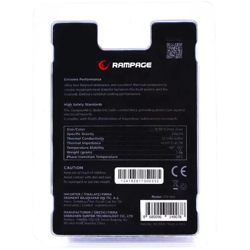 Pad térmico Rampage Termopad XTP-002 31×50×0,2mm PTM