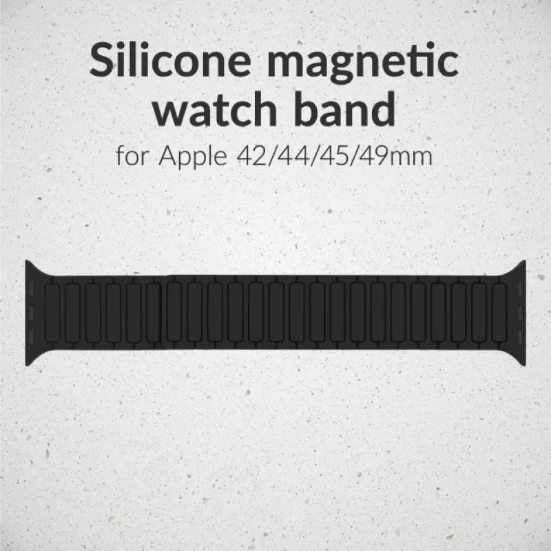 Pulseira de silicone Mobilize - Magnética - para Apple 42/44/45/49mm - preto