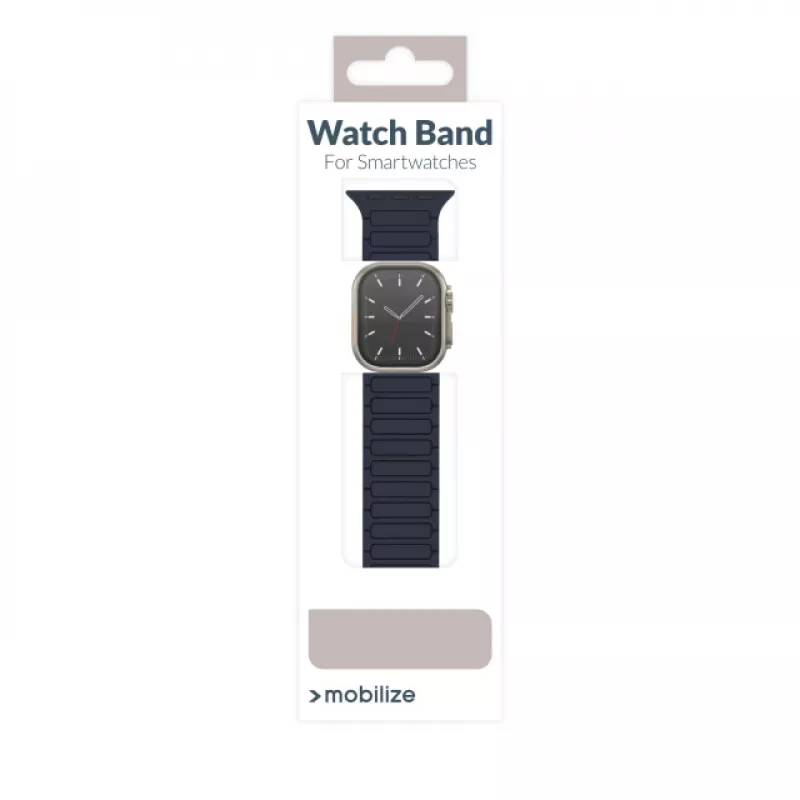 Pulseira de silicone Mobilize - Magnética - para Apple 42/44/45/49mm - azul