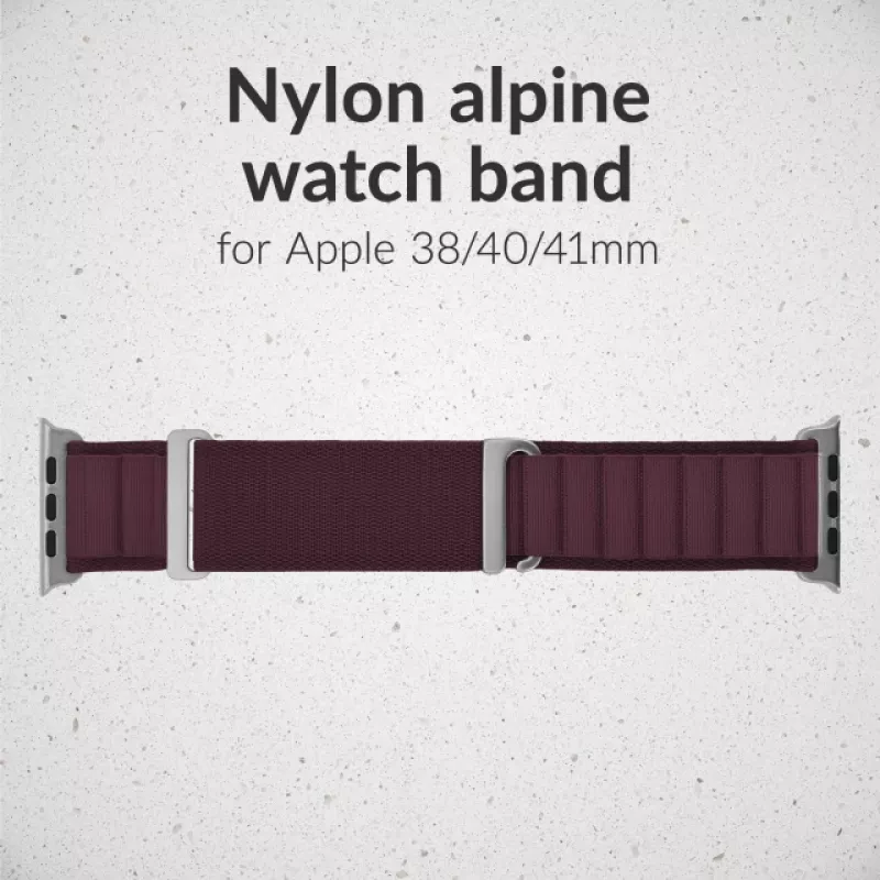 Pulseira de nylon Mobilize - Alpine - conector de titânio - para Apple 38/40/41mm - Bordeaux