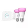 Conjunto inicial Philips Hue White and Color Ambiance E27 2x lâmpadas + Bridge + interruptor com regulação