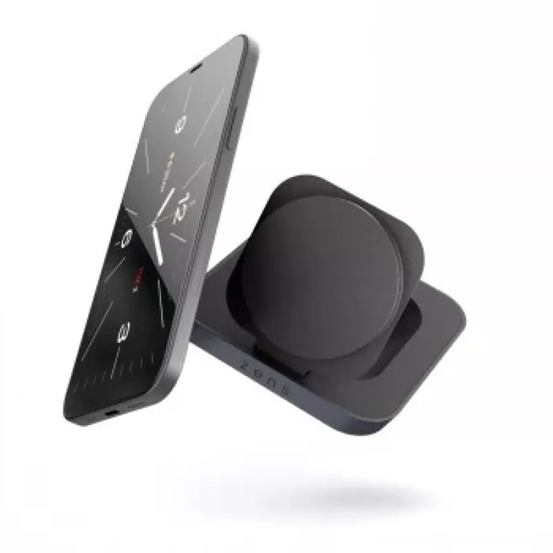 ZENS Carregador Magnético de Mesa de Cabeceira - Suporte de Carregamento Sem Fios 20W para iPhone e AirPods (Preto)