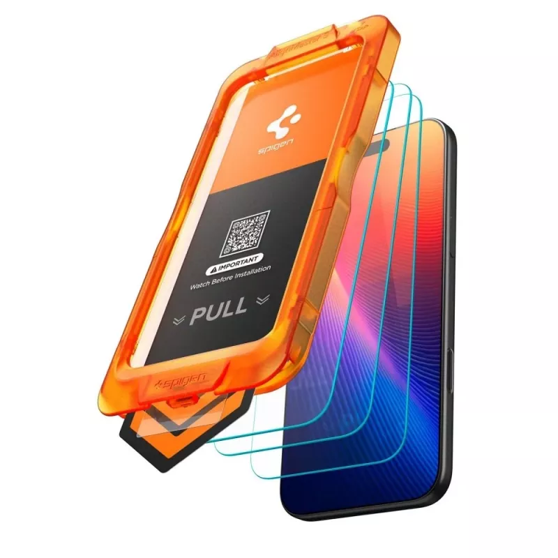 Spigen Glas.tR AlignMaster Slim Película Protetora de Ecrã em Vidro Temperado 3-Pack para Apple iPhone 17