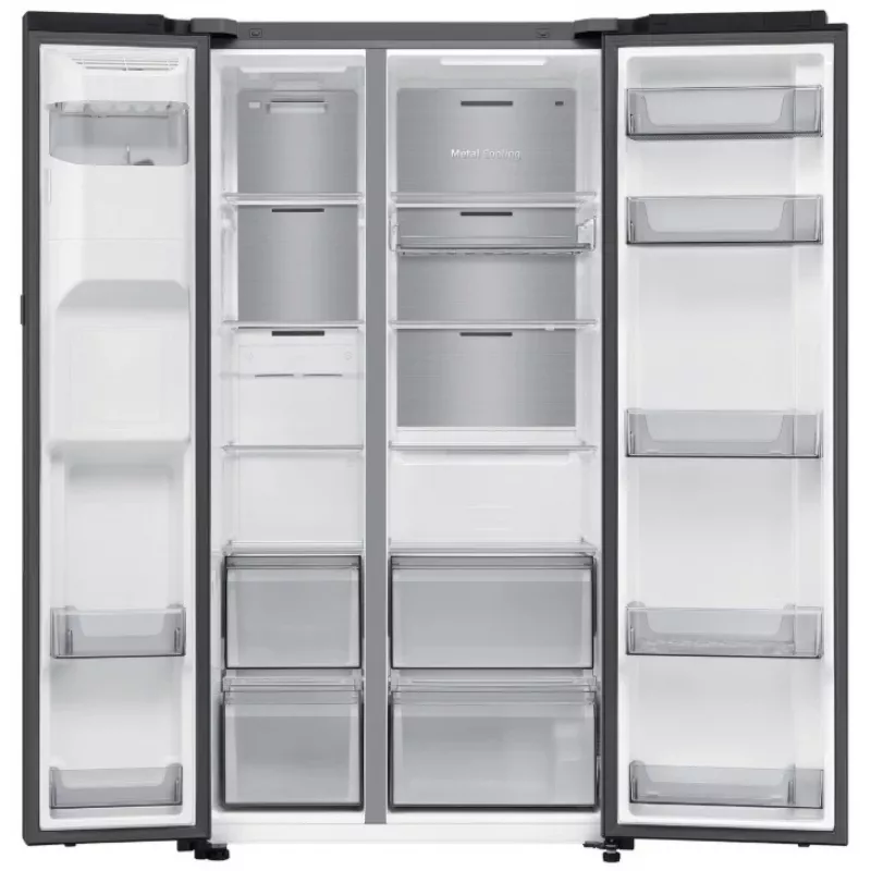 Samsung RS80F64KEFEO Frigorífico combinado American Style, 615L, Total No Frost, distribuidor de água e gelo com ligação de água, aspeto aço inoxidável