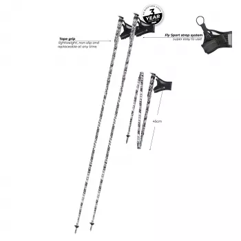 Bastões de trail running dobráveis Komperdell Erlkönig FXP, 120 cm, 3 partes carbono ultraleve 14 mm, sistema FXP de desdobramento automático, punho Trail Pro Tape