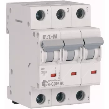 EATON HN-C20/3 disjuntor modular MCB, 20A, 3 polos, curva C, 6kA