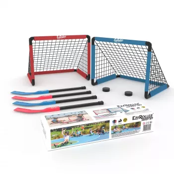 EzyRoller EZ-HOCKEY Conjunto de hóquei para 4 jogadores (balizas, sticks, discos)