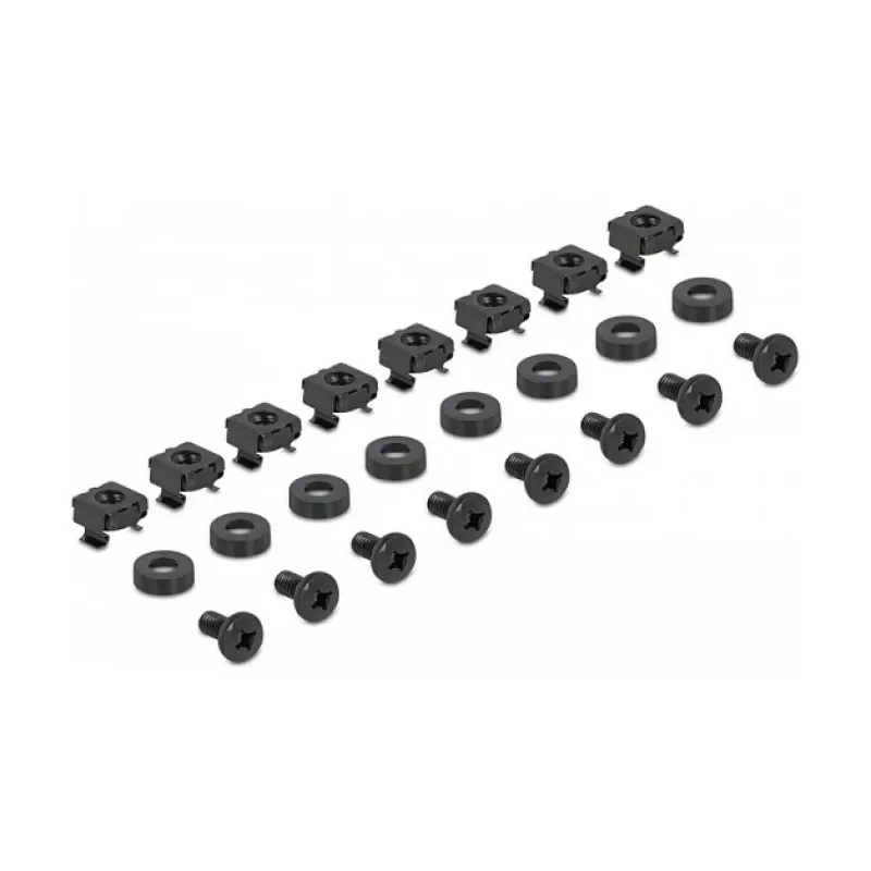 DELOCK conjunto de calhas de suporte 19 polegadas, ajustável 368-600 mm, para armário de rede 1U, preto, 2 unid.