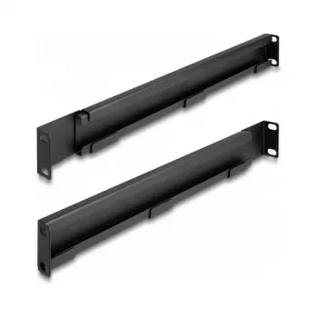 DELOCK conjunto de calhas de suporte 19 polegadas, ajustável 368-600 mm, para armário de rede 1U, preto, 2 unid.