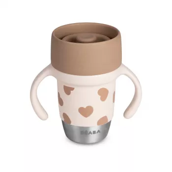 Copo de treino 360° em aço inoxidável Beaba BigLove 250 ml rosa