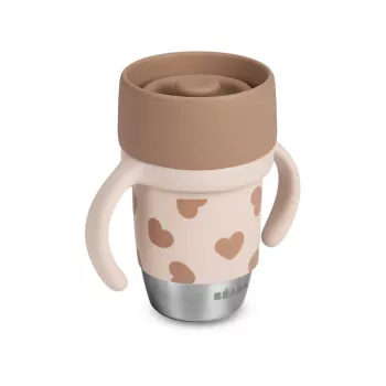 Copo de treino 360° em aço inoxidável Beaba BigLove 250 ml rosa
