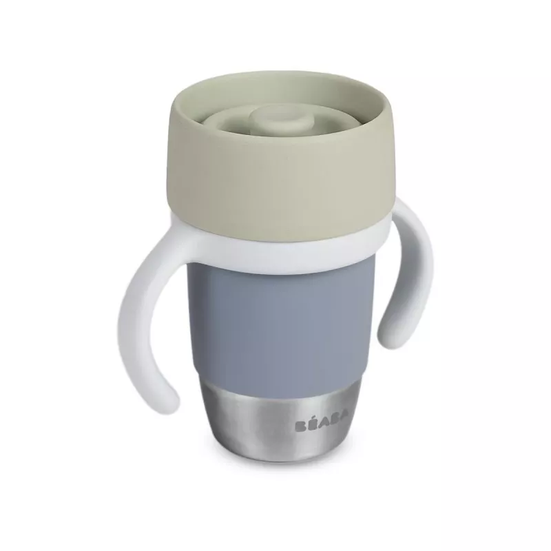 Copo de treino 360° em aço inoxidável Beaba Pebble Grey