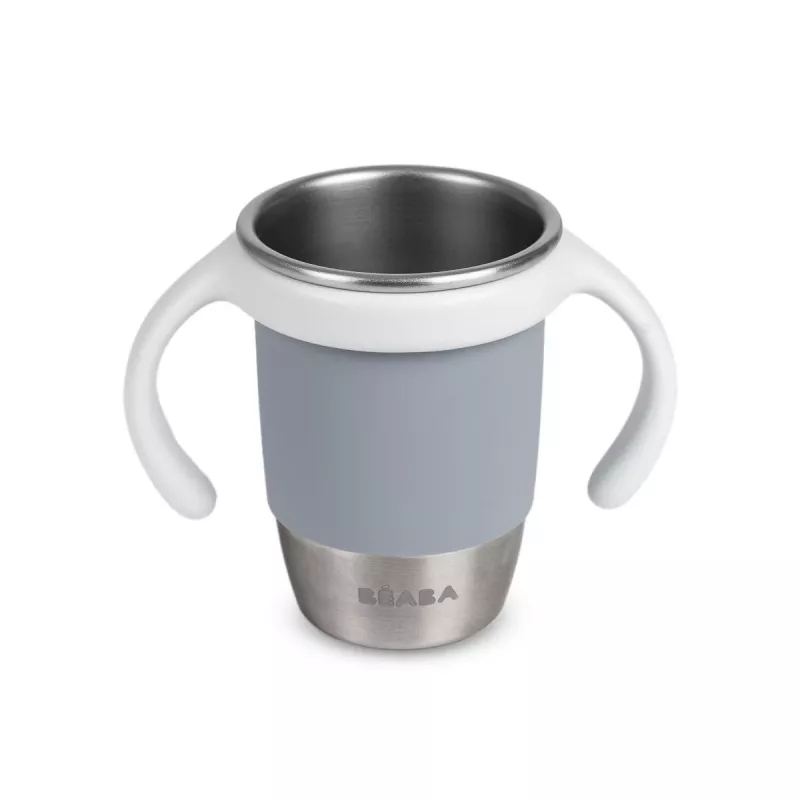 Copo de treino 360° em aço inoxidável Beaba Pebble Grey