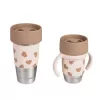 Conjunto de copos em aço inoxidável Beaba Mini & Me BigLove para mãe e filho, copo de treino 360° 2 peças