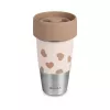 Conjunto de copos em aço inoxidável Beaba Mini & Me BigLove para mãe e filho, copo de treino 360° 2 peças