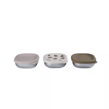 Conjunto de recipientes de armazenamento em aço inoxidável Beaba BigLove com tampas de silicone, 3 peças