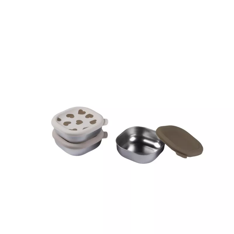 Conjunto de recipientes de armazenamento em aço inoxidável Beaba BigLove com tampas de silicone, 3 peças
