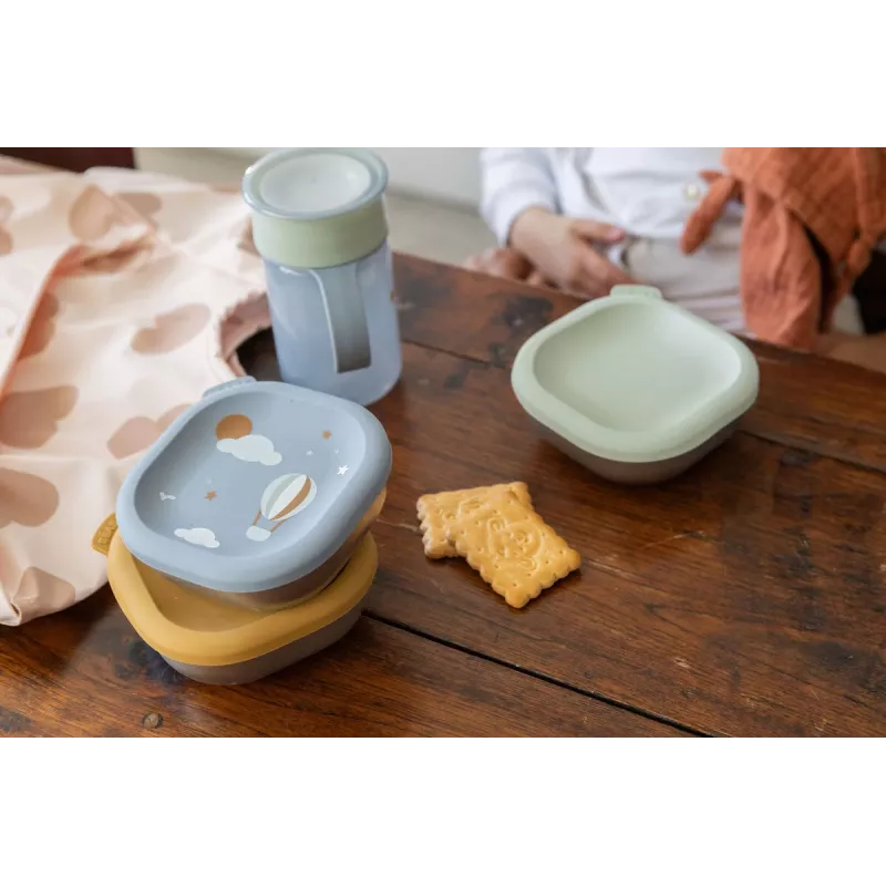Conjunto de recipientes de armazenamento de alimentos em aço inoxidável Beaba com tampas de silicone, 3 peças, Adventure Collection