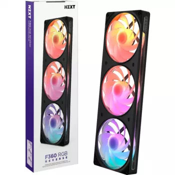 Refrigeração líquida AIO para CPU NZXT F360 RGB 360mm, preta, Reverse
