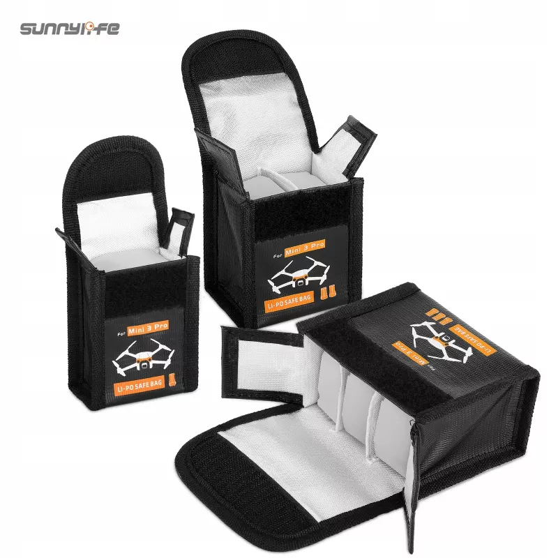 Bolsa de transporte de baterias SUNNYLIFE para DJI Mini 3 Pro / Mini 4 Pro - Para 3 baterias Li-Po (preta)