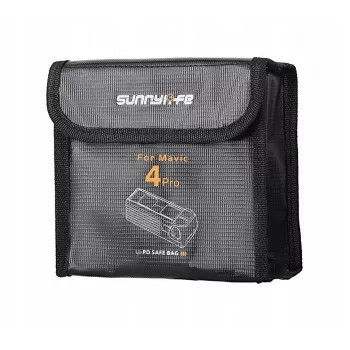 Bolsa de armazenamento de baterias à prova de fogo SUNNYLIFE para 3x baterias DJI Mavic 4 Pro - Preto