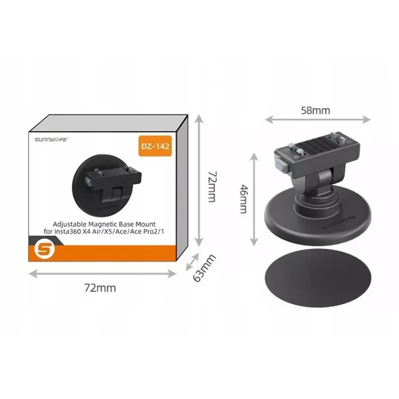 Suporte de libertação rápida 1/4 de polegada + base magnética SUNNYLIFE para Insta360 X4 Air X5 Ace Pro 2 / DZ-142-D