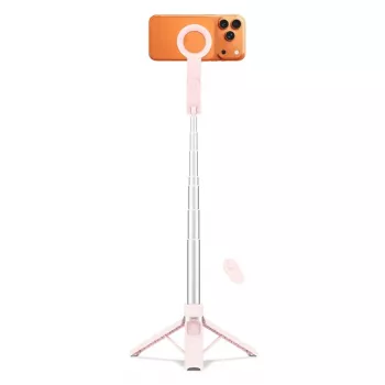 Pau de selfie com tripé Bluetooth MagSafe TECH-PROTECT L11S Rosa