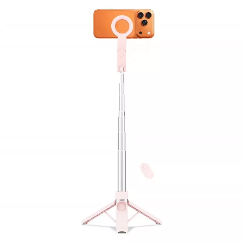Pau de selfie com tripé Bluetooth MagSafe TECH-PROTECT L11S Rosa