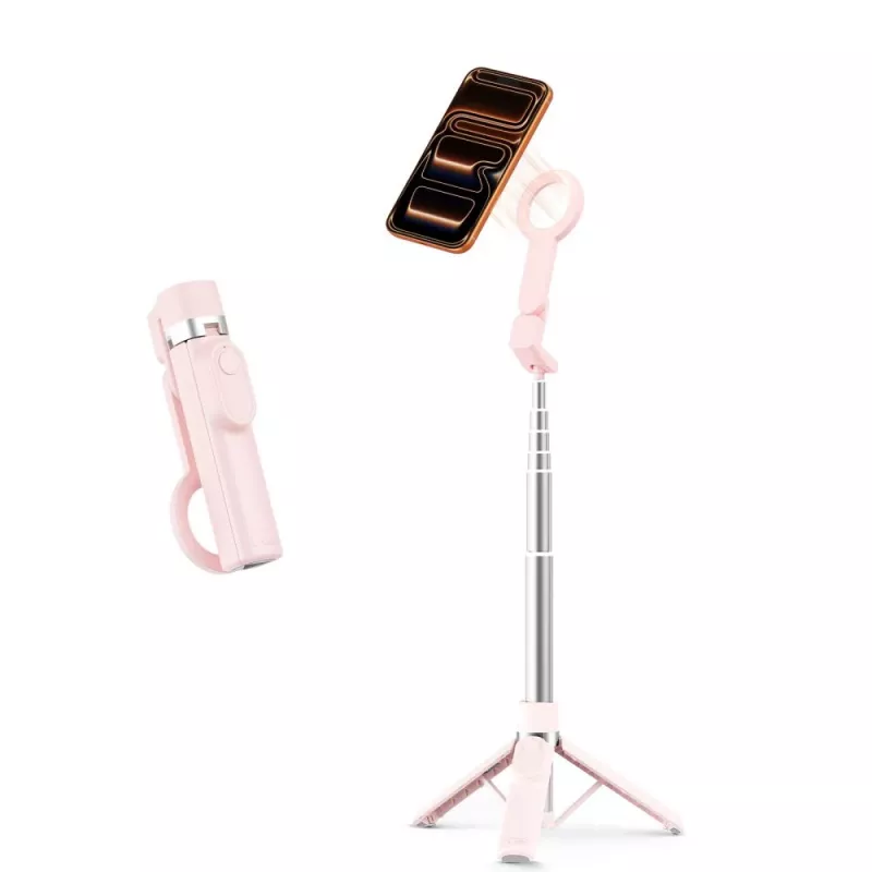 Pau de selfie com tripé Bluetooth MagSafe TECH-PROTECT L11S Rosa