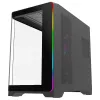 Caixa de PC Gaming Mid Tower Rampage LYRON, 7x ventoinhas ARGB PWM, vidro temperado, Preto