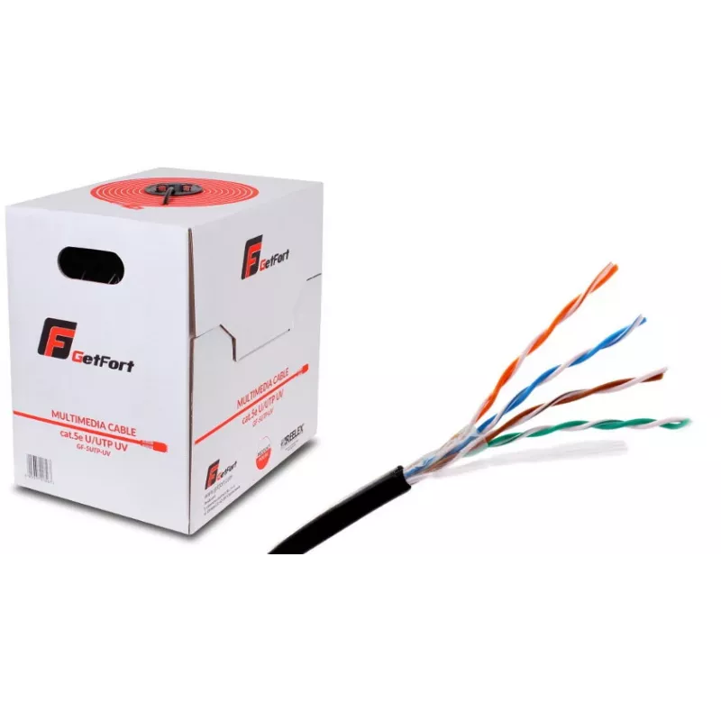 Cabo exterior GETFORT Premium Cat.5e U/UTP UV Dry Core 305m Preto