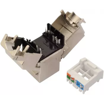 Módulo keystone SOLARIX Cat.6 STP RJ45, IDC sem ferramentas, preto