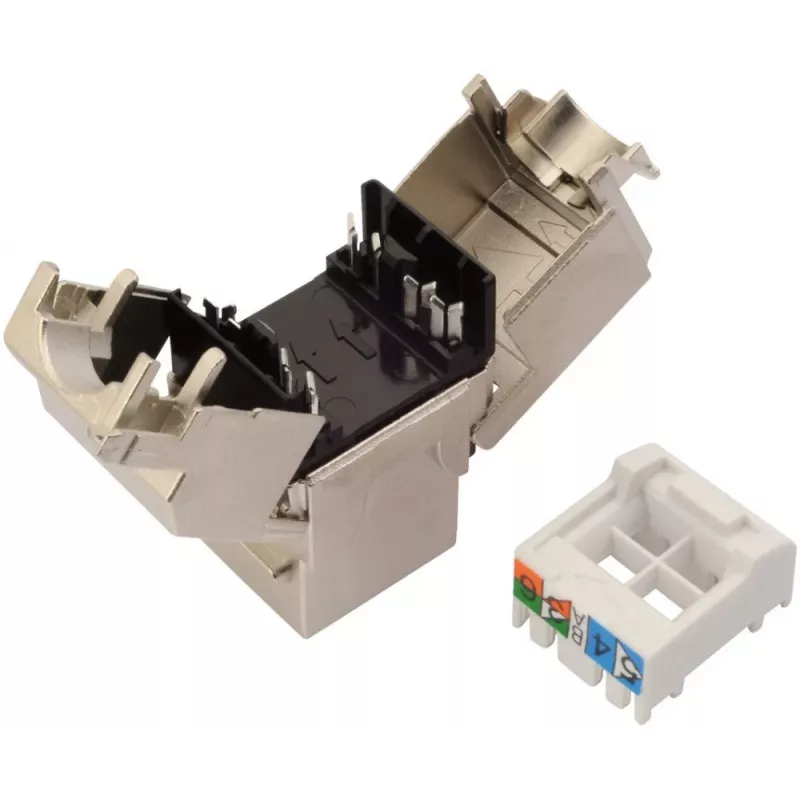 Módulo keystone SOLARIX Cat.6 STP RJ45, IDC sem ferramentas, preto