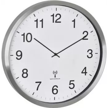 Relógio de parede sem fios TFA Dostmann 60.3548.02 XXL 508 mm x 65 mm branco prateado ecrã grande