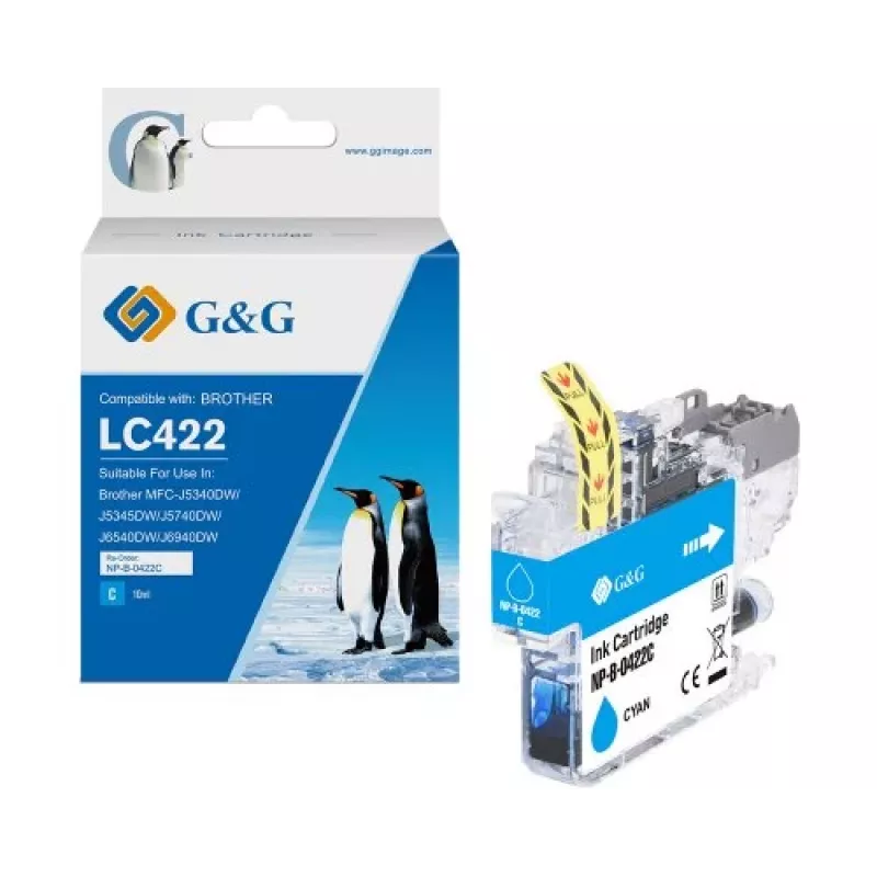 Cartucho de tinta compatível G&G para Brother LC422C ciano (550 páginas)